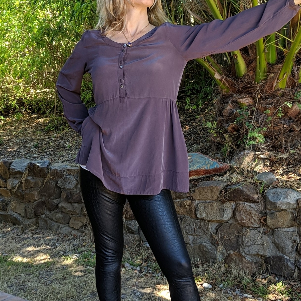 J.Jill Purple Silk Blouse Size S
